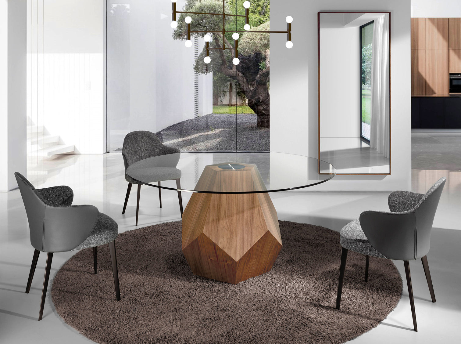 
Round Design Dining Table "Lopez Walnut"