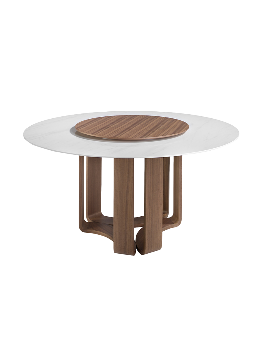 
Large, round ceramic design dining table "Montenegro" with central Lazy Susan