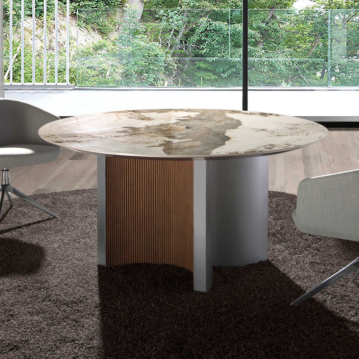 
Large, Round Ceramic Design Dining Table "Porto"