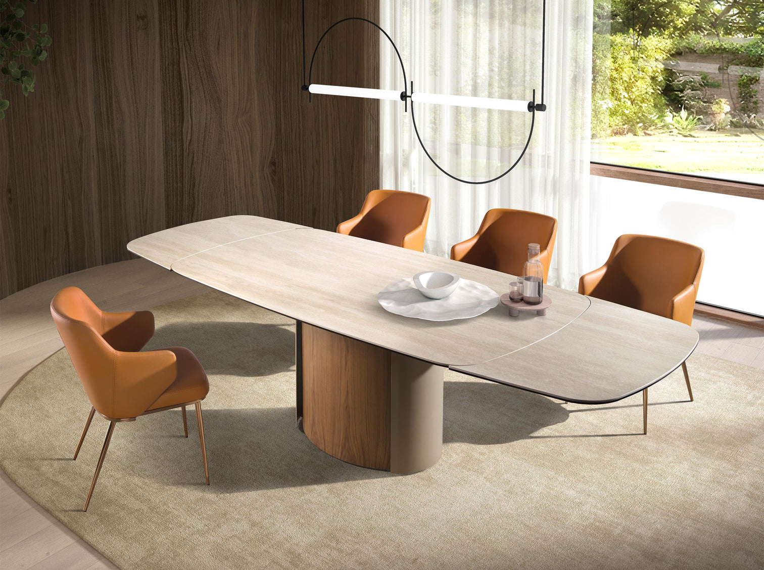 
Large, extendable designer dining table "Matey"