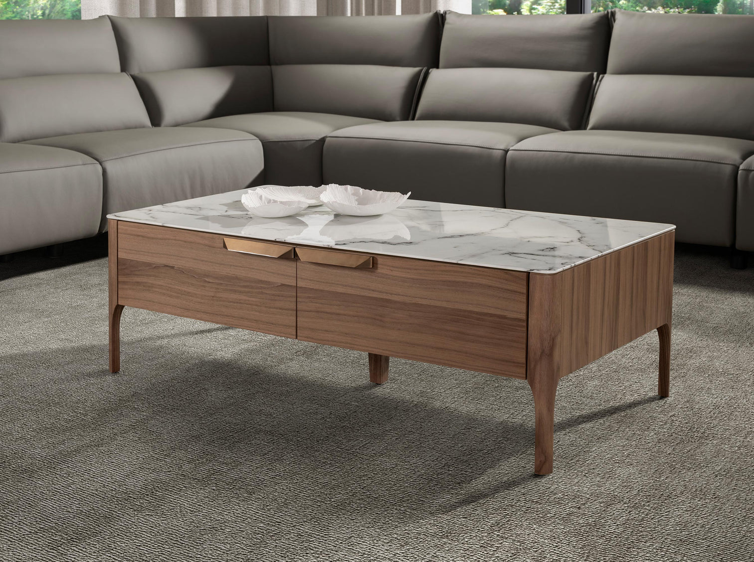 
Rectangular Designer Coffee Table "Koh Tao" with Two Drawers