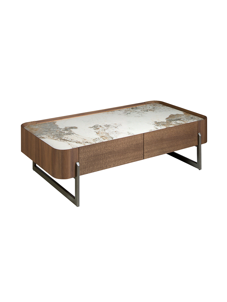 
Large Ceramic Design Coffee Table "Mykonos" with Two Drawers