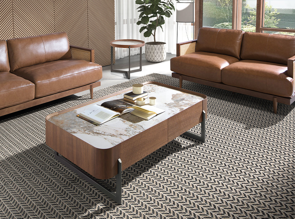 
Large Ceramic Design Coffee Table "Mykonos" with Two Drawers