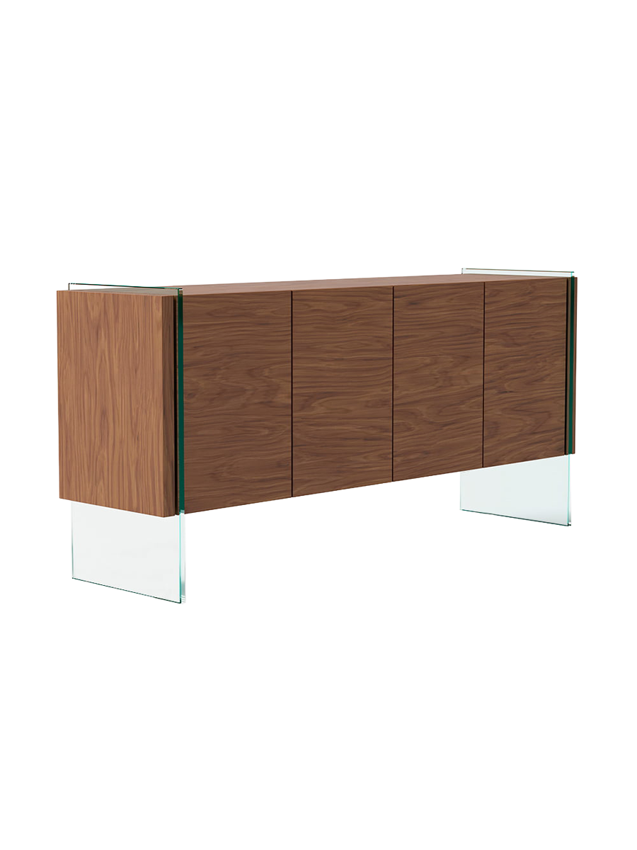 
High-quality Designer Sideboard "Avantgarde," 4-door - Nut tree