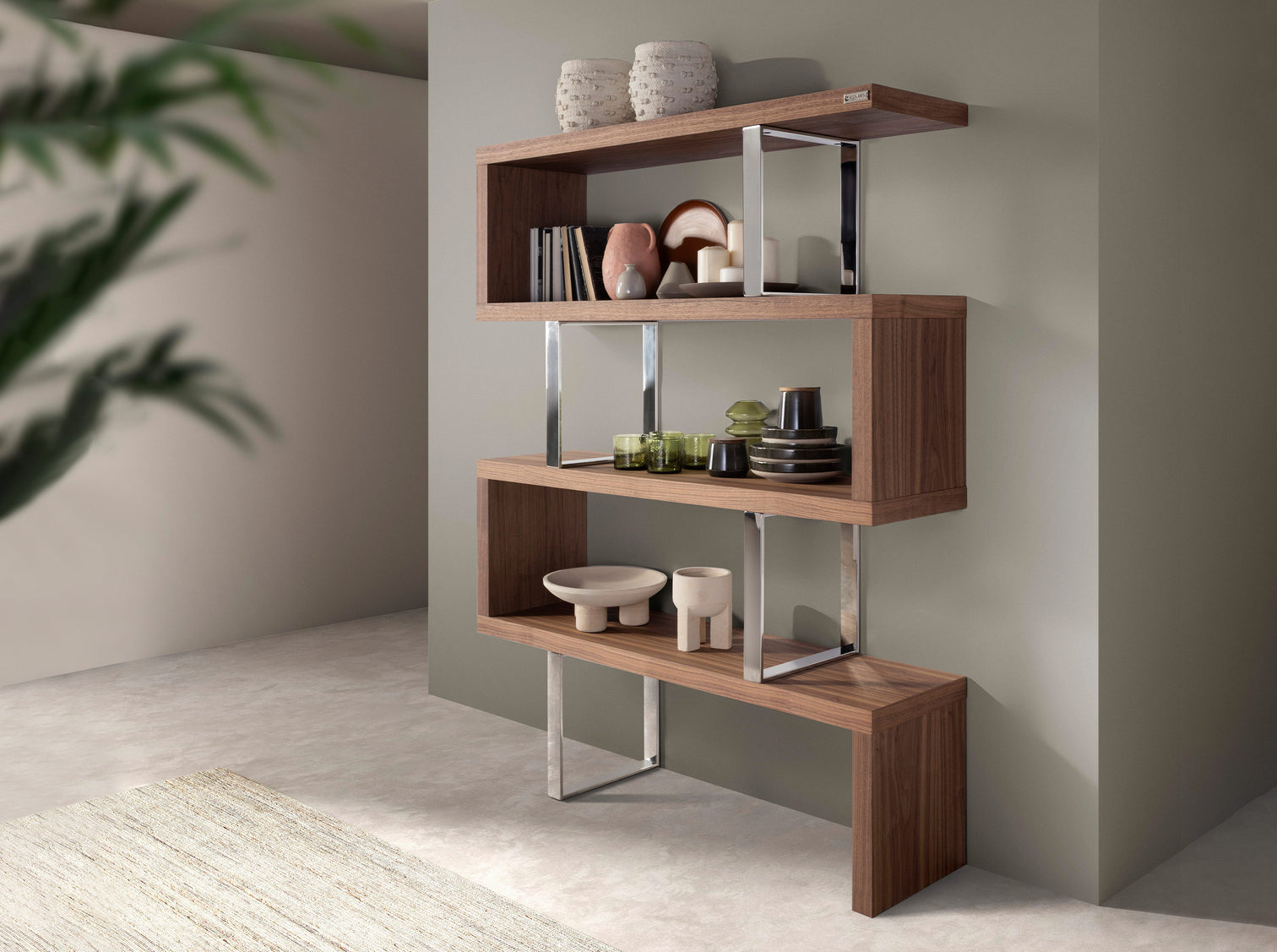 
Grande étagère design « Magdebourg » - Nussbaum