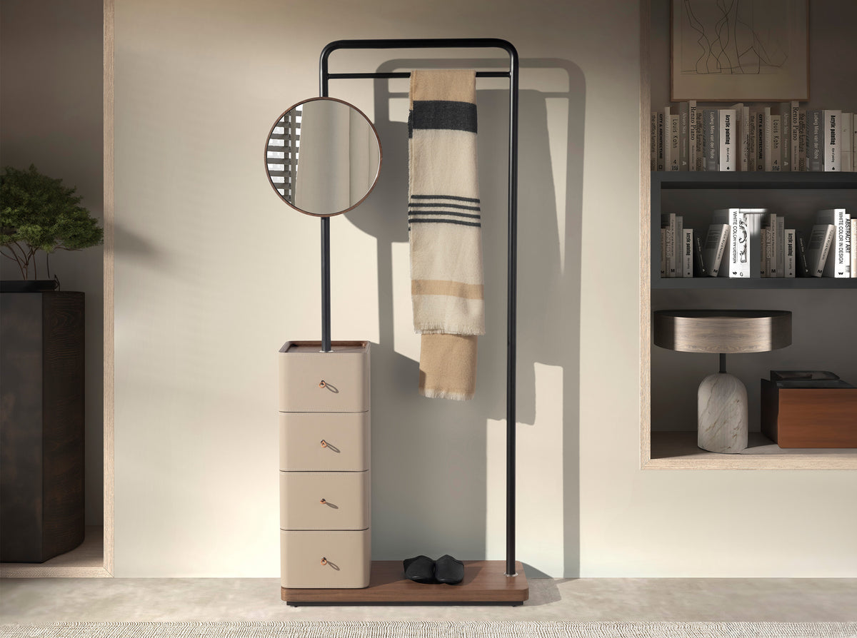 
Porte-manteau design « Cendrillon » avec commode intégrée et miroir