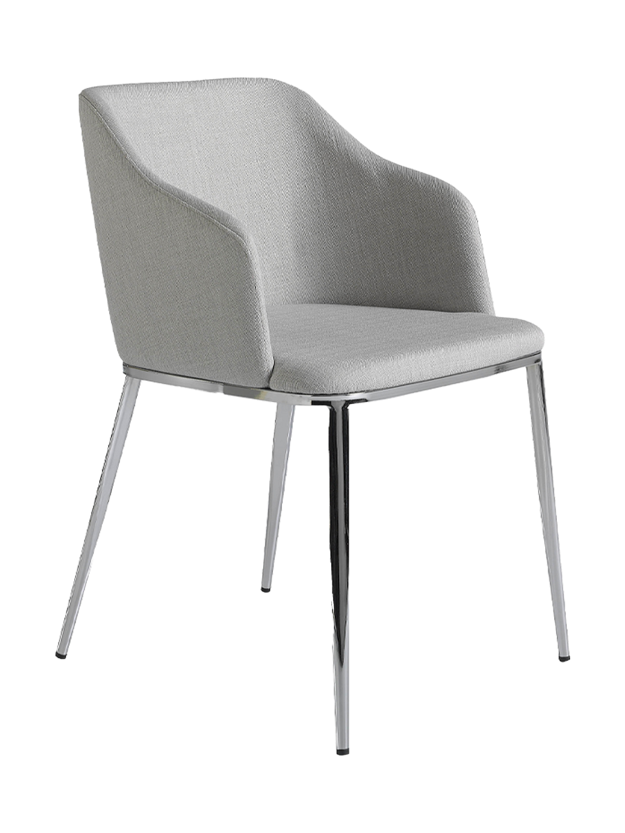 
Sedia di design «Milos» con braccioli - rivestimento in tessuto grigio chiaro