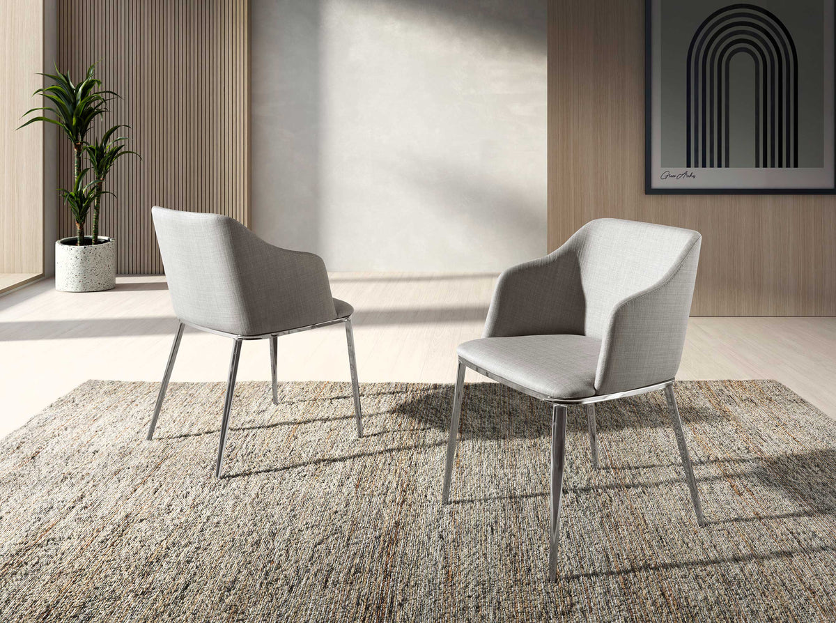 
Sedia di design «Milos» con braccioli - rivestimento in tessuto grigio chiaro