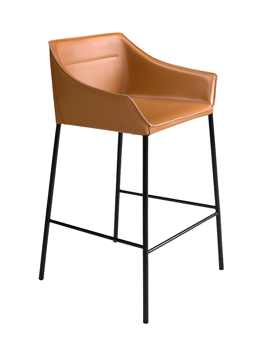 
Tabouret de bar design « Dubai » avec accoudoirs - Similicuir Cognac