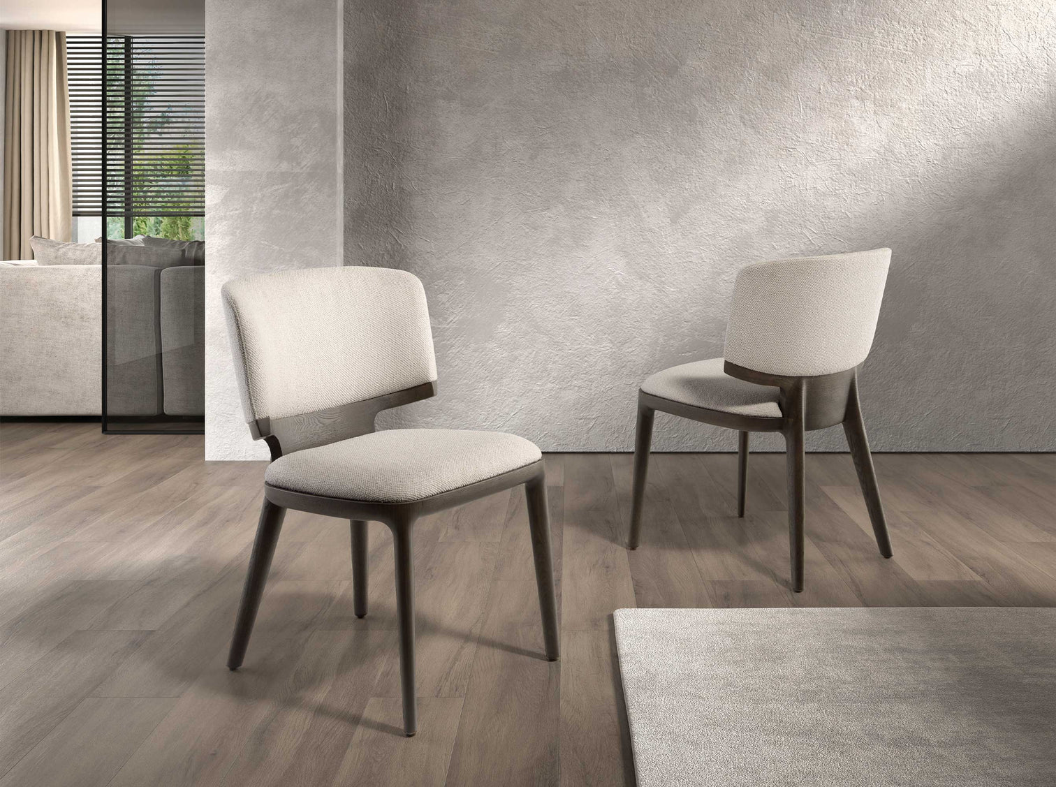 
Chaise de salle à manger design « Tessa » - Chêne foncé / Gris clair