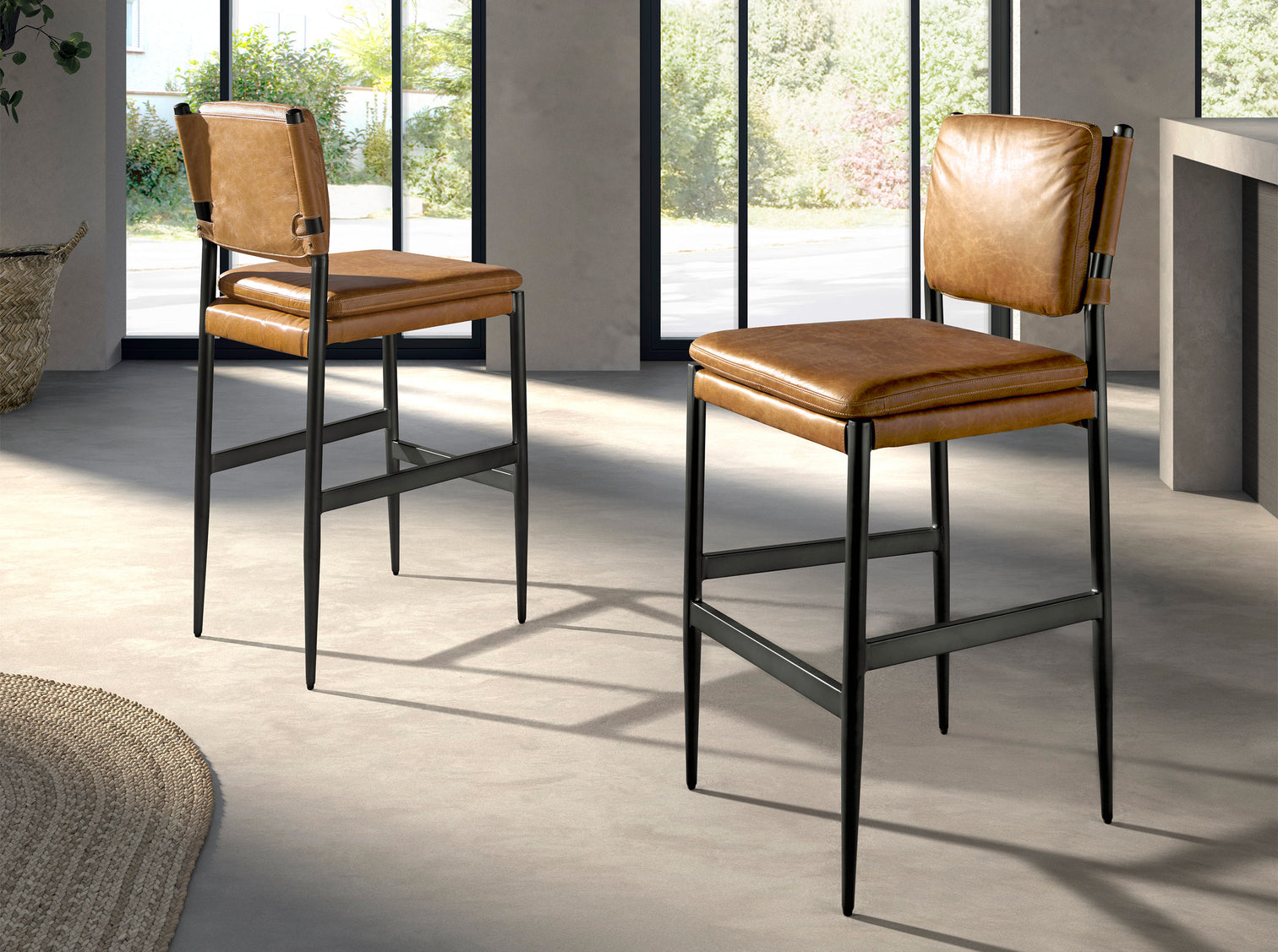 
Tabouret de bar design en cuir véritable « Eddy »