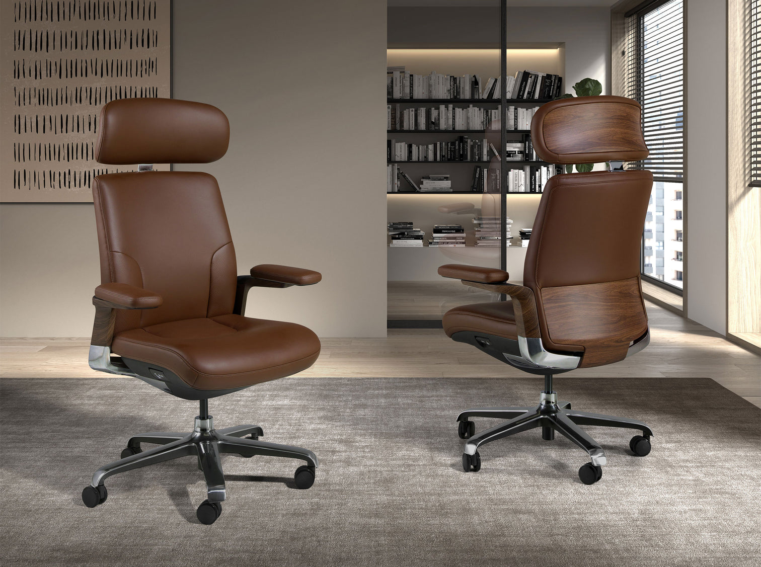 
Chaise de bureau haut de gamme « Hugo X » - Marron