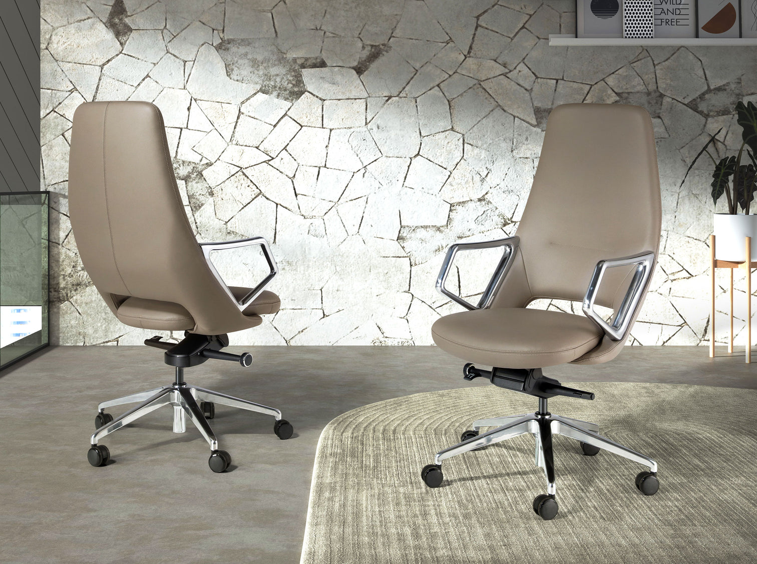 
Chaise de bureau haut de gamme « Oliver X » - Taupe