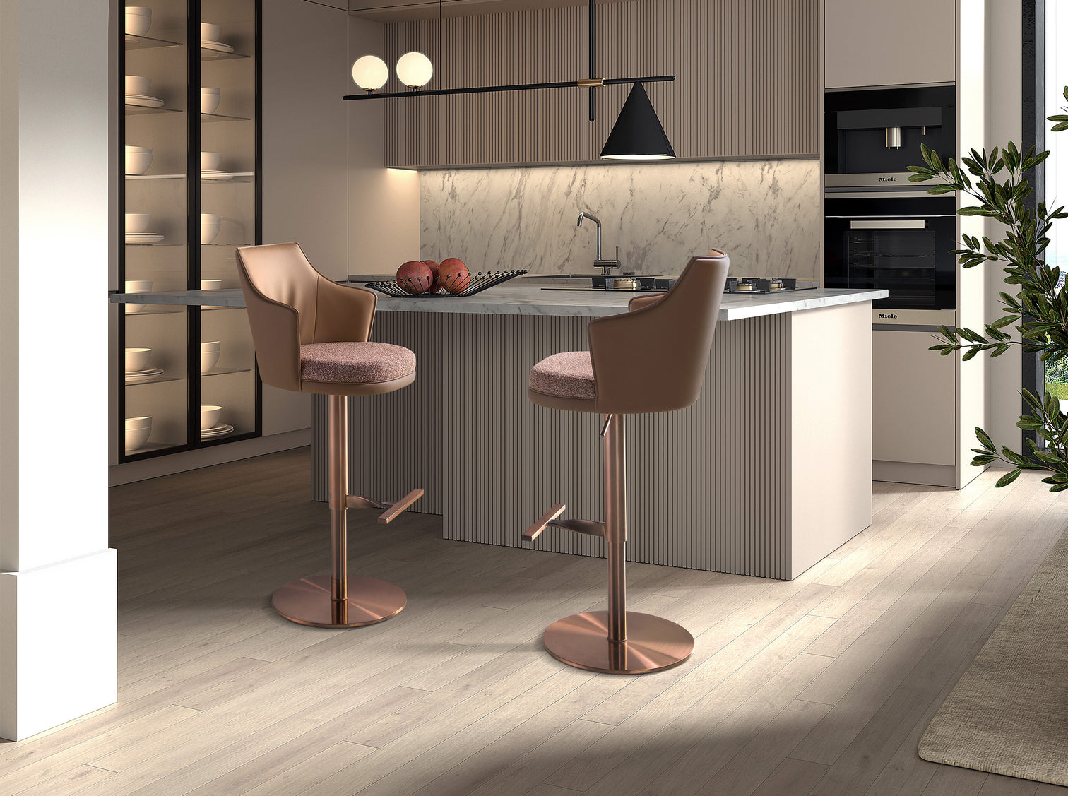 
Tabouret de bar design « Noemi » avec fonction pivotante et réglage en hauteur