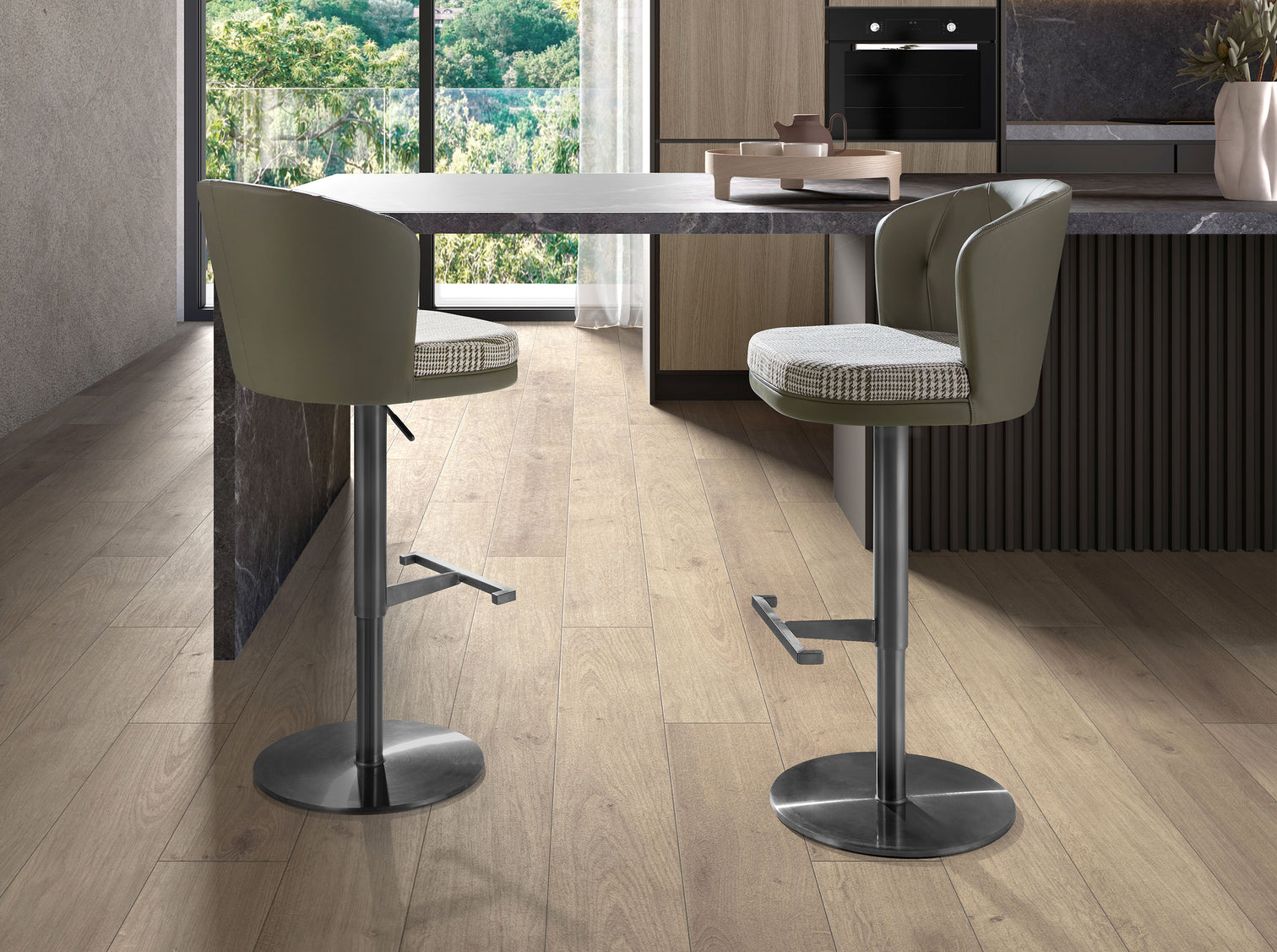 
Tabouret de bar design « Moritz » avec fonction pivotante et réglage en hauteur