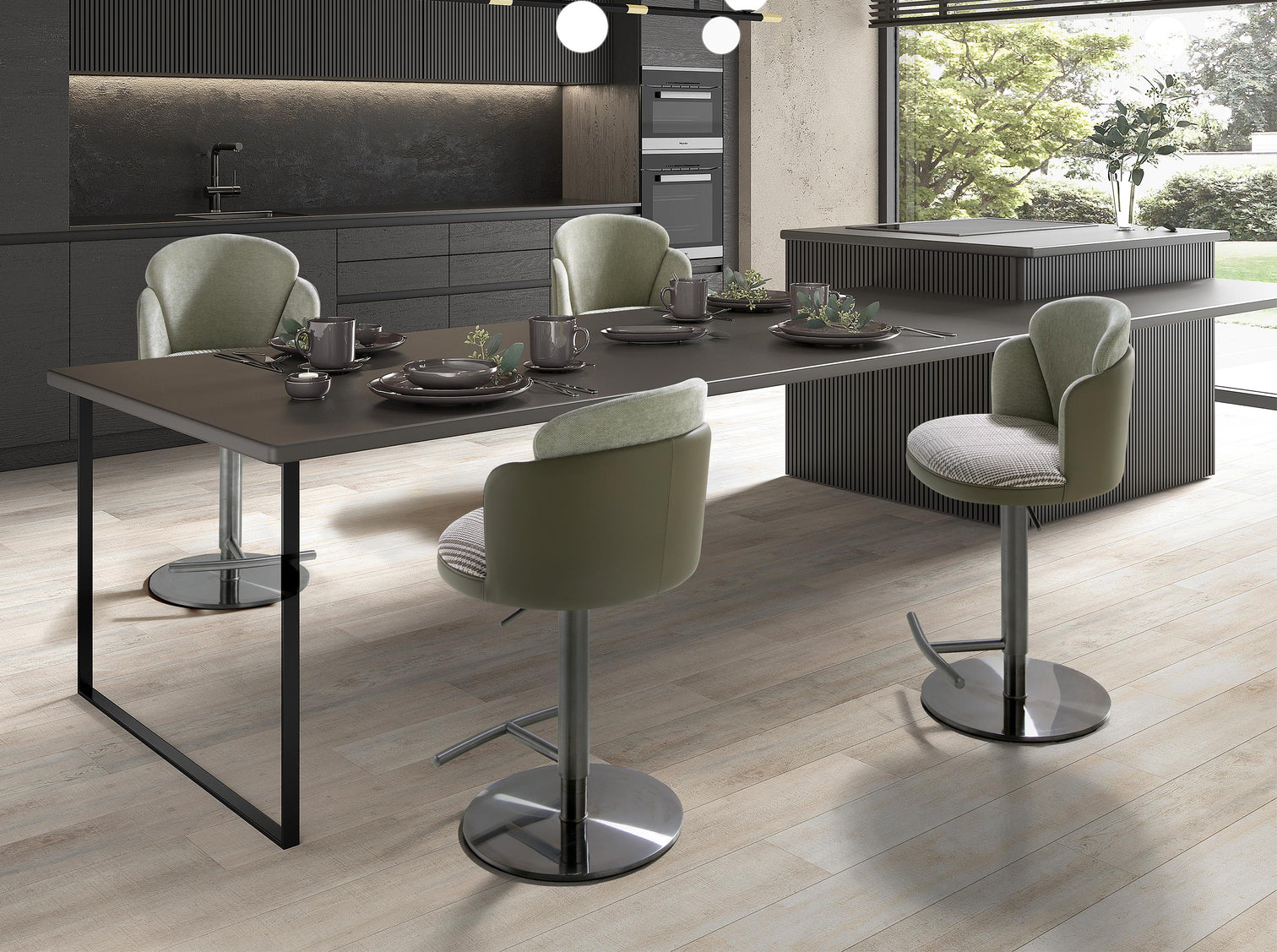 
Chaise de bar design « James » avec fonction pivotante et réglage en hauteur