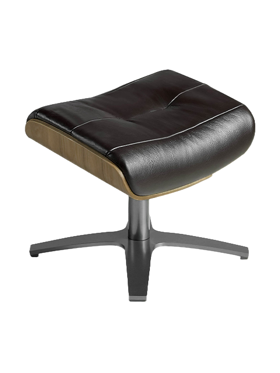 
Fauteuil relax en cuir véritable pivotant « Oslo » - Noir et marron / Avec repose-pieds
