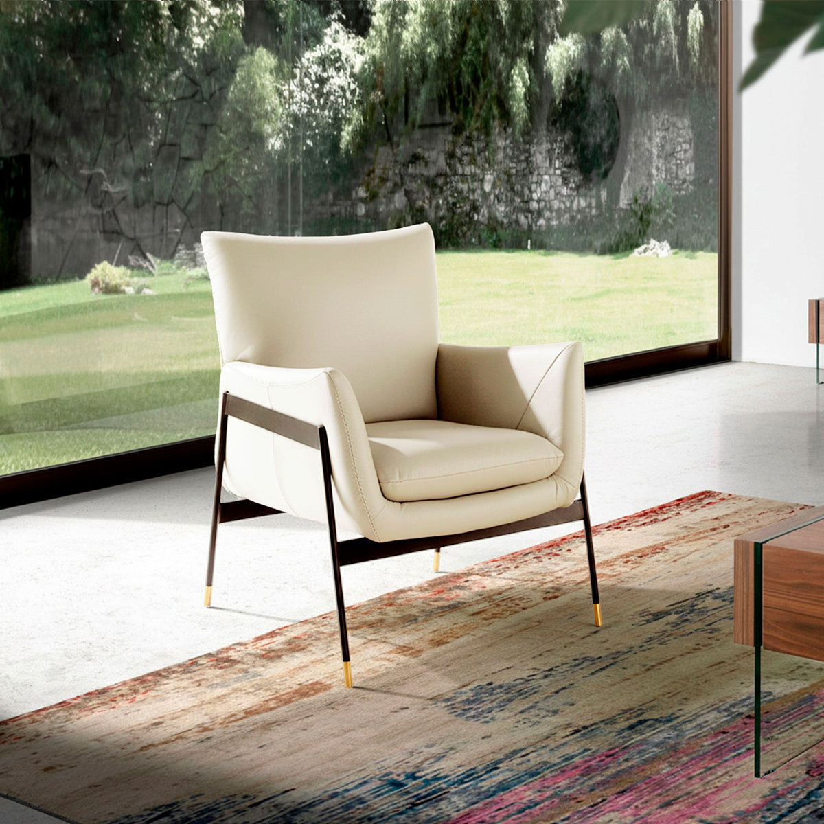 
Echtleder Design Sessel „Sillos“ - Ecru