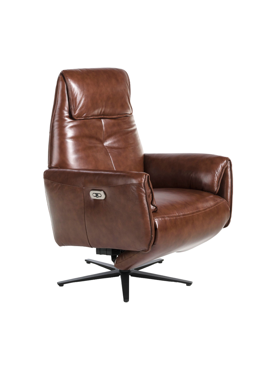 
Fauteuil relax pivotant en cuir véritable « Kopenhagen » - Marron