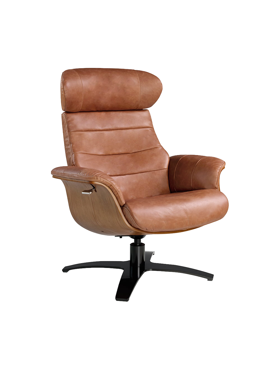 
Fauteuil relax en cuir véritable pivotant « Oslo » - Brun clair / Sans repose-pieds