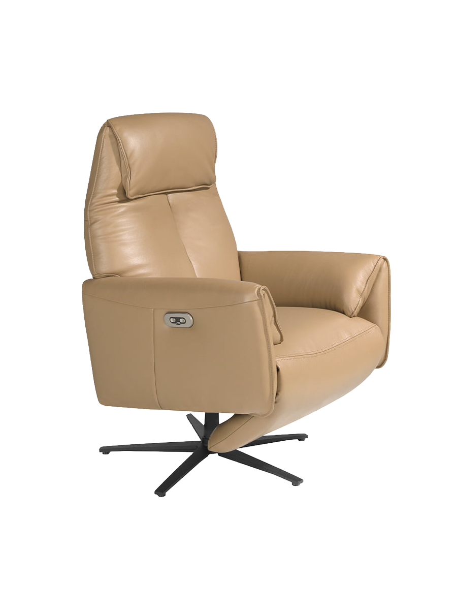 
Fauteuil relax pivotant en cuir véritable « Kopenhagen » - Beige