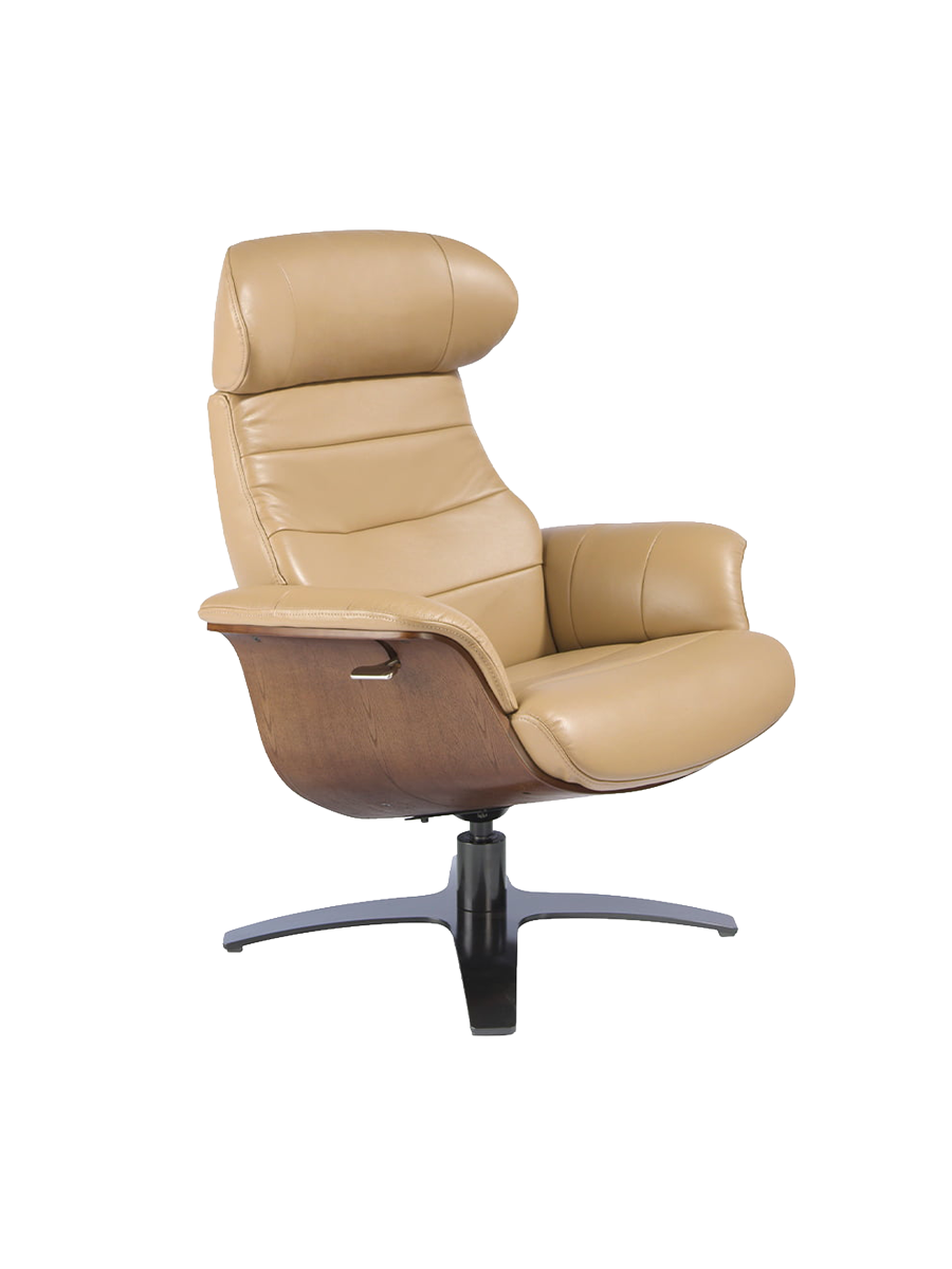 
Fauteuil relax en cuir véritable pivotant « Oslo » - Beige / Sans repose-pieds