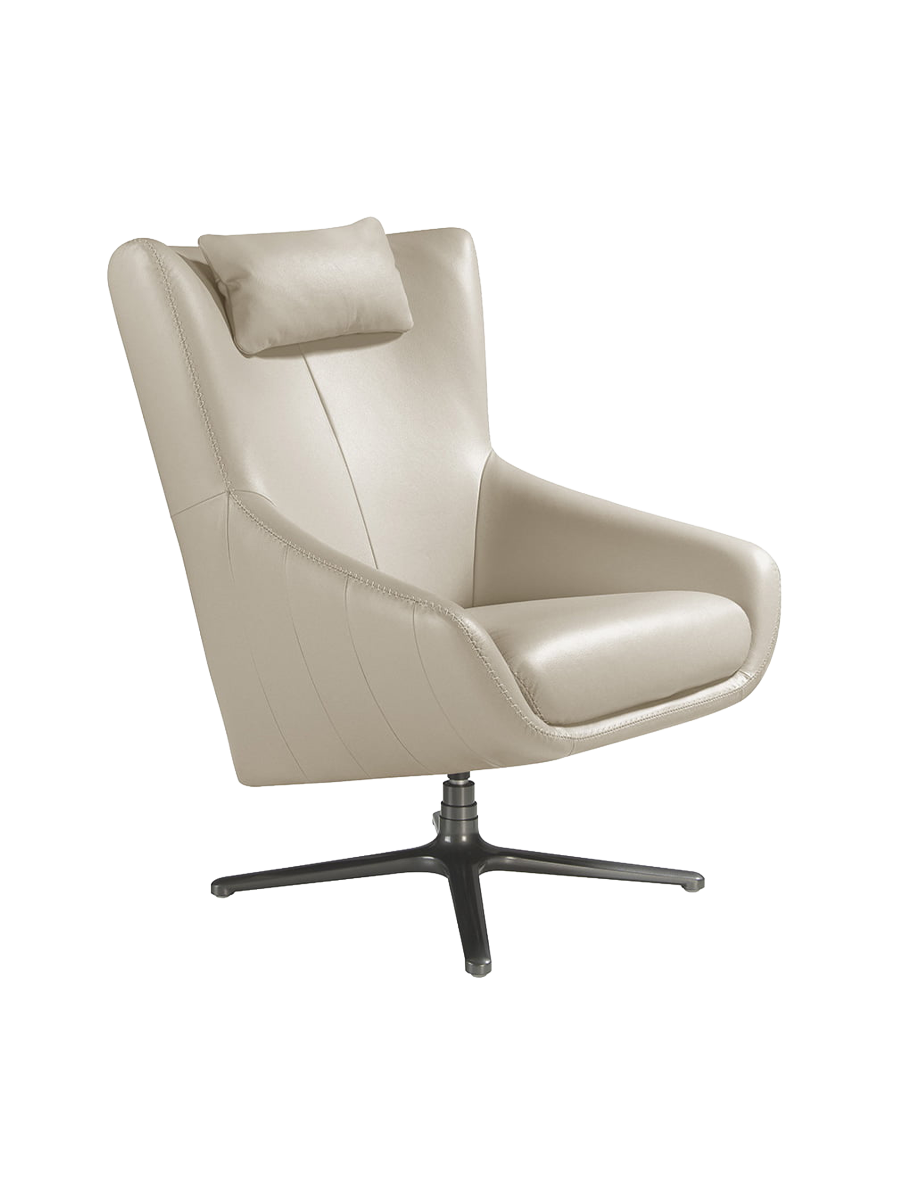 
Poltrona girevole di design in vera pelle “Olivier” - Beige