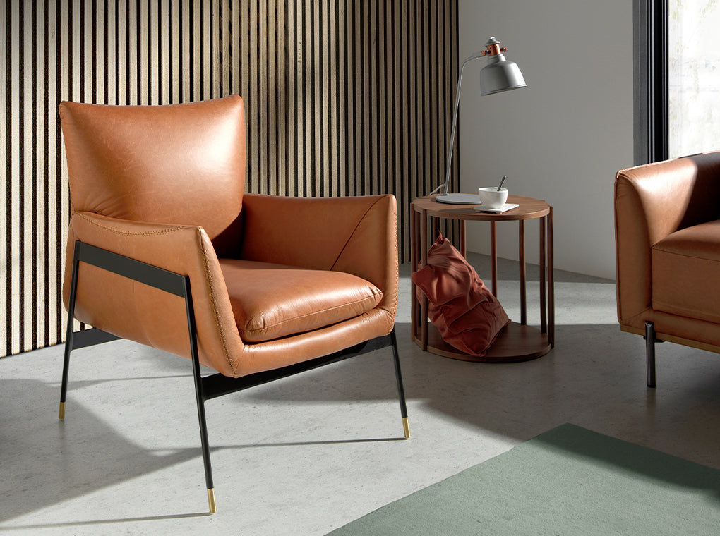 
Echtleder Design Sessel „Sillos“ - Cognac