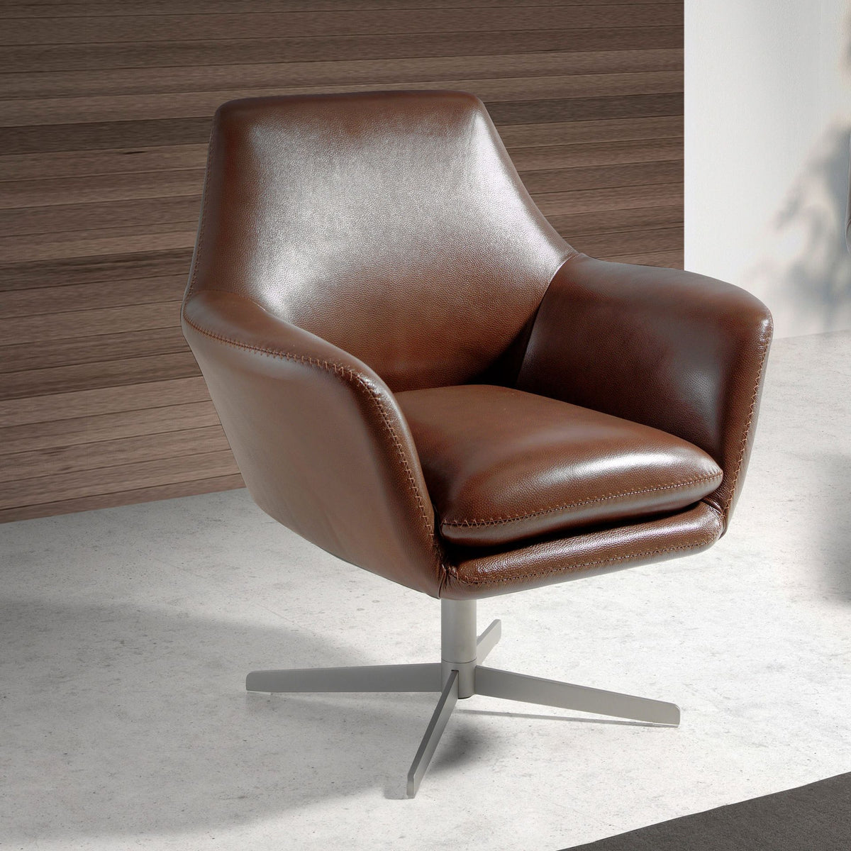 
Poltrona girevole di design in vera pelle “Cornel”