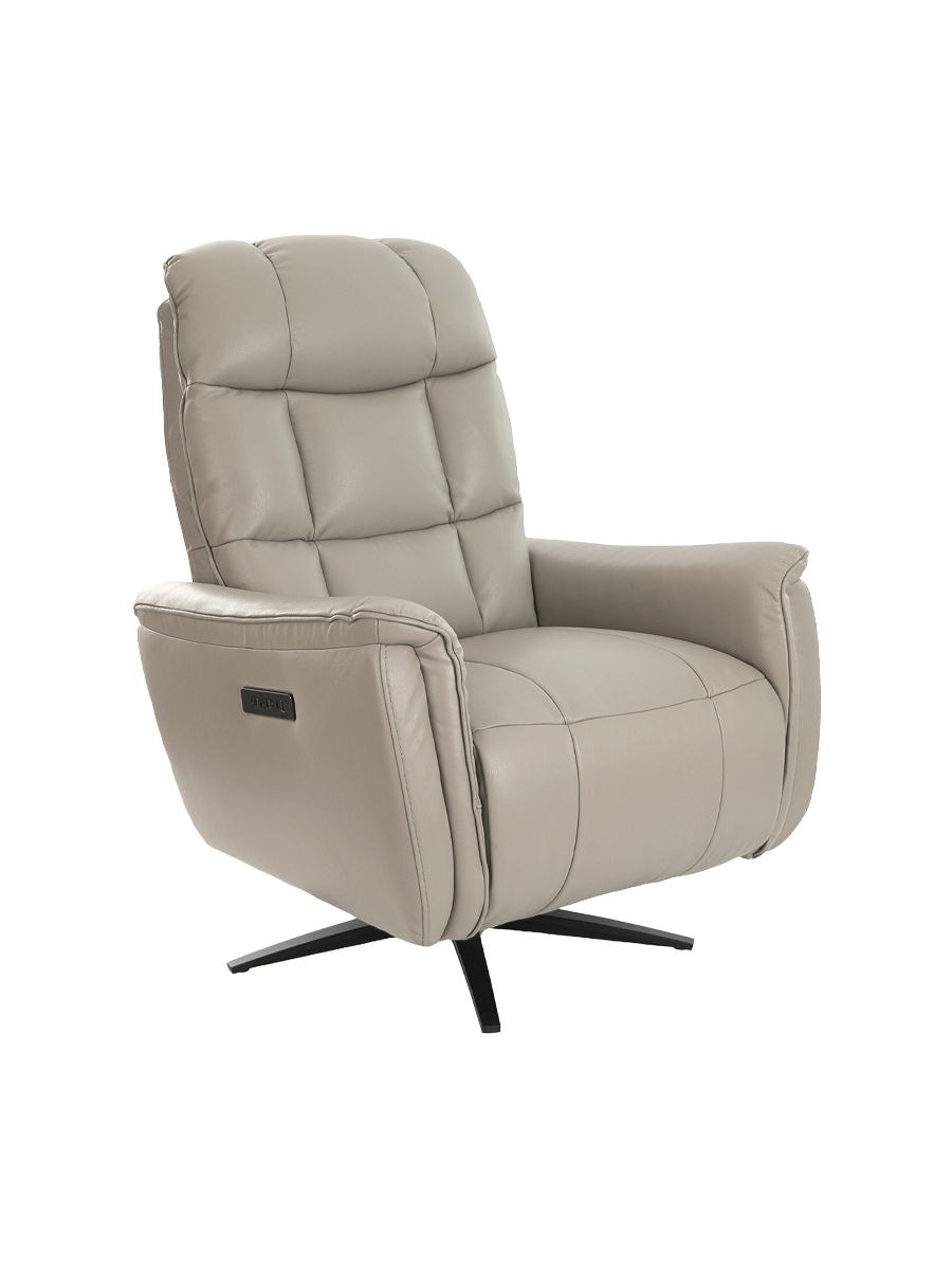 
Fauteuil relax pivotant en cuir véritable « Malmö » - Gris
