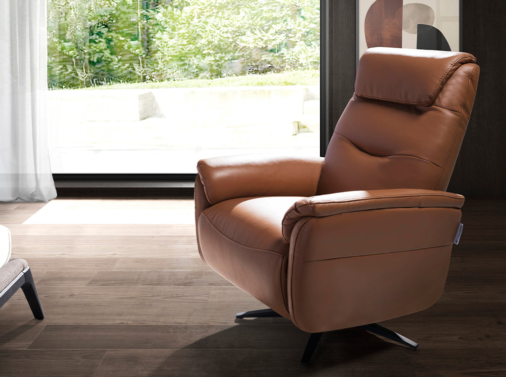 
Fauteuil relax pivotant en cuir véritable « Stockholm »