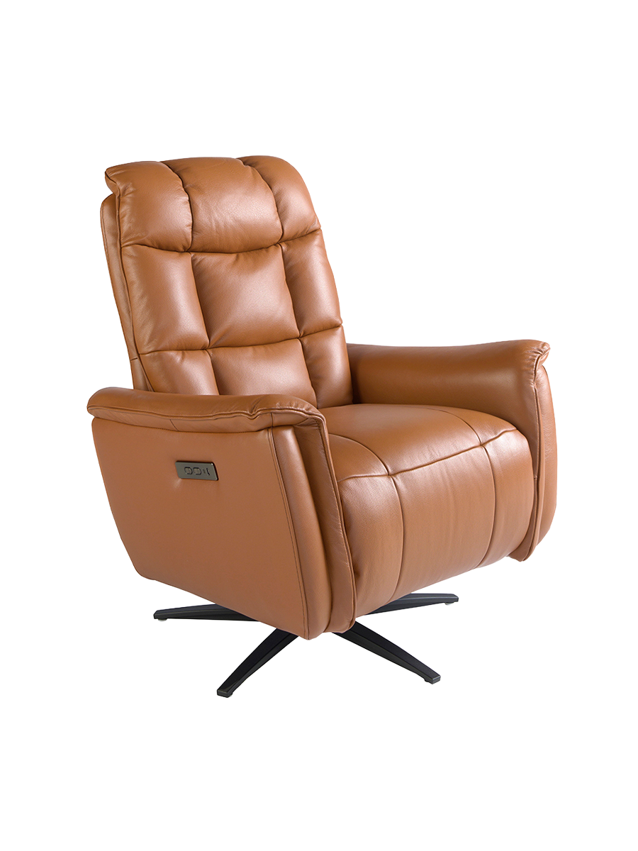 
Fauteuil relax pivotant en cuir véritable « Malmö » - Marron clair