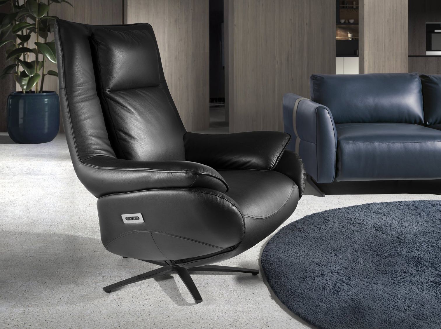 
Fauteuil relax en cuir véritable rotatif « Herby »