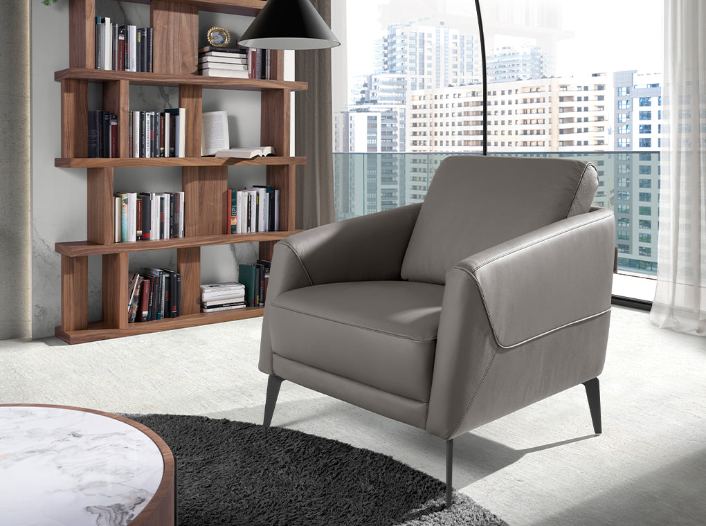
Echtleder Design Sessel „Melbourne“ - Grau