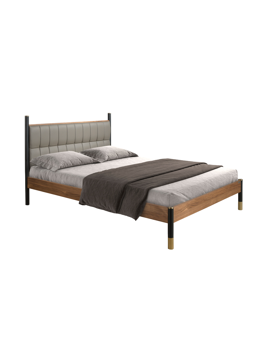 
Design Bett „Koh Lipe“ aus furniertem Nussbaumholz