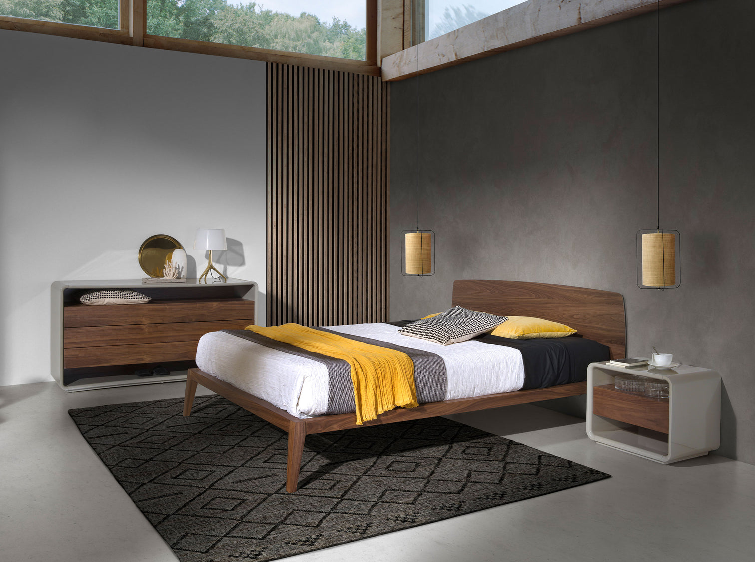 
"Koh Tranti" Design Bed in Veneered Walnut