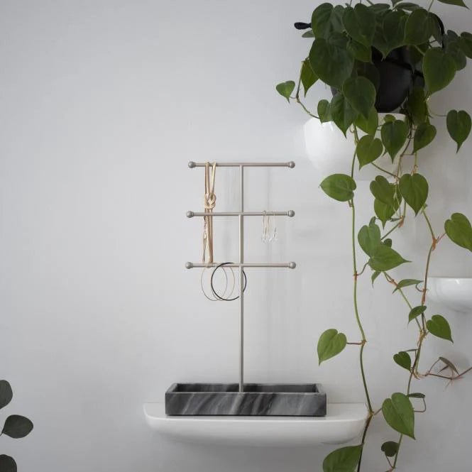 
Elegant rectangular marble tray "Ado", dark grey