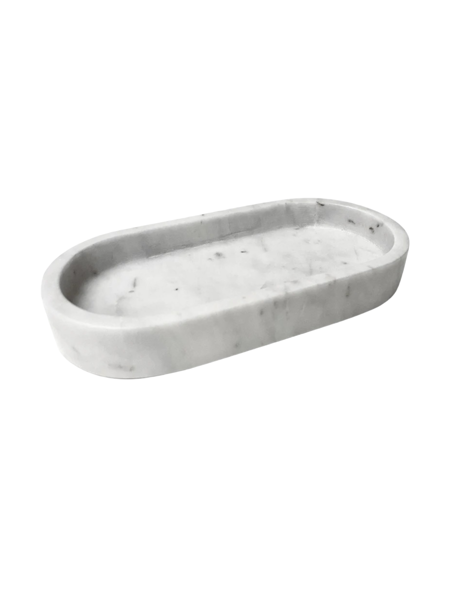 
Elegant Oval Marble Tray "Ado", White