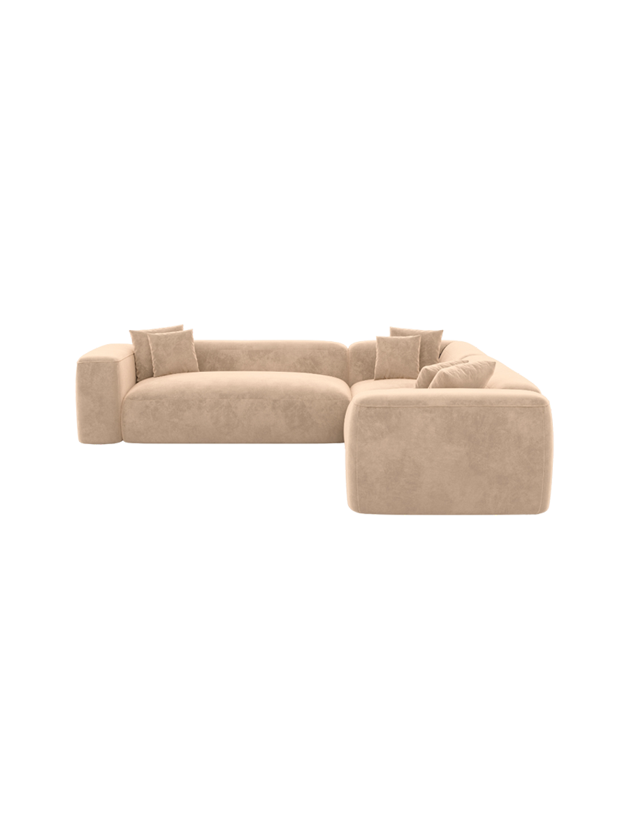 
5-Sitzer Design Ecksofa „CLevante“ mit Samtbezug - Samtbezug Königsblau
