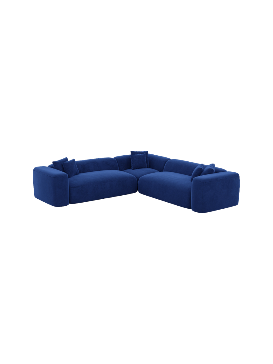 
5-Sitzer Design Ecksofa „CLevante“ mit Samtbezug - Samtbezug Königsblau