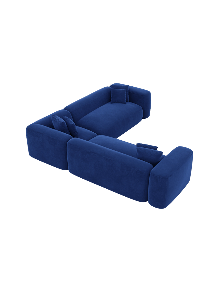 
5-Sitzer Design Ecksofa „CLevante“ mit Samtbezug - Samtbezug Königsblau