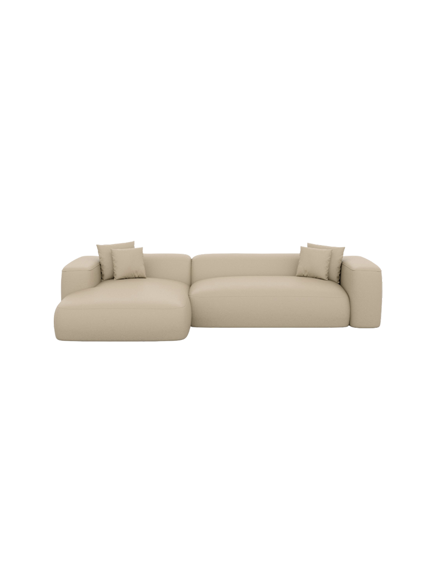 
4-Sitzer Design Echtleder Ecksofa „CLevante“ - Echtleder Beige / Eckteil links