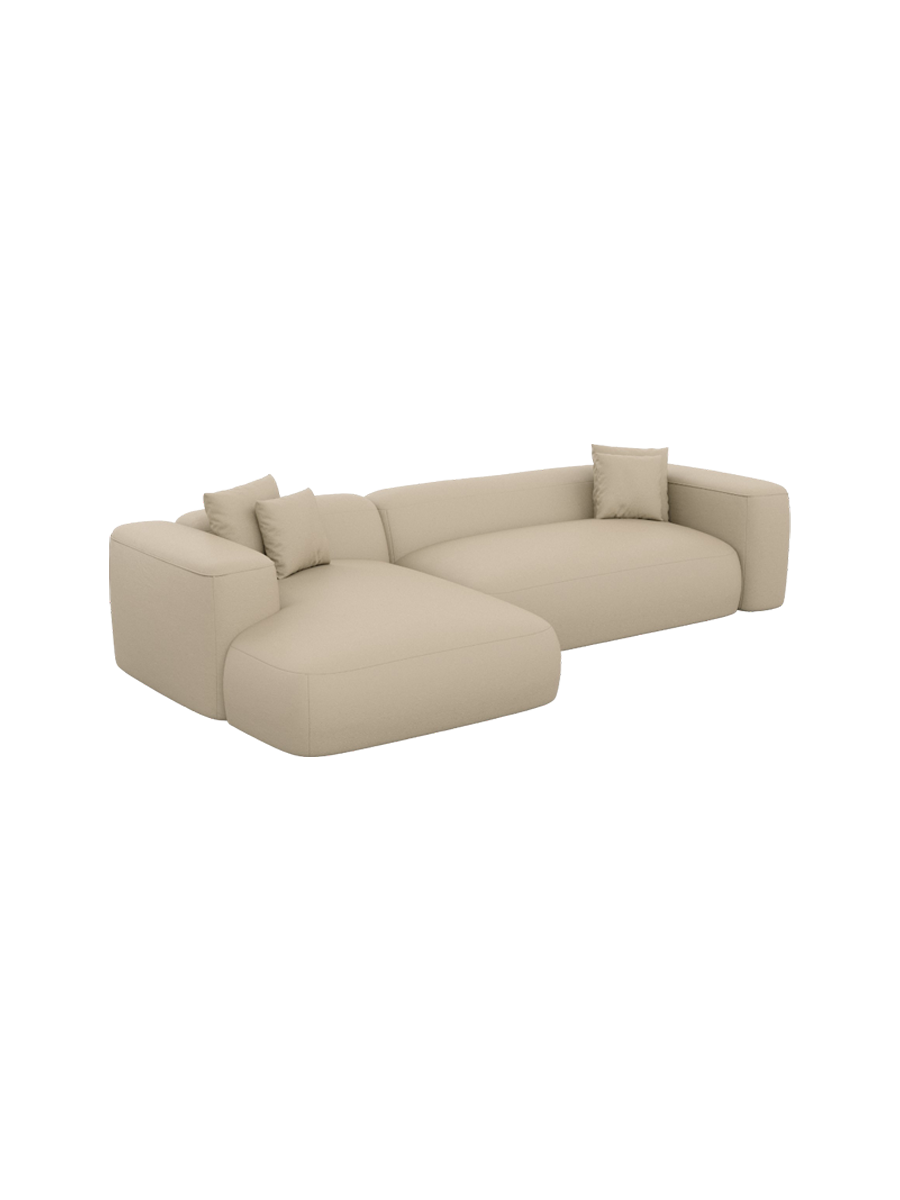 
4-Sitzer Design Echtleder Ecksofa „CLevante“ - Echtleder Beige / Eckteil links