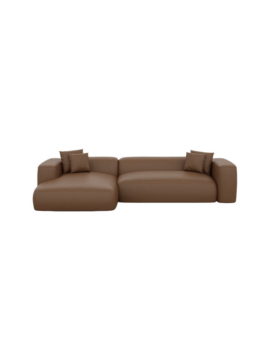 
4-Sitzer Design Echtleder Ecksofa „CLevante“ - Echtleder Beige / Eckteil links