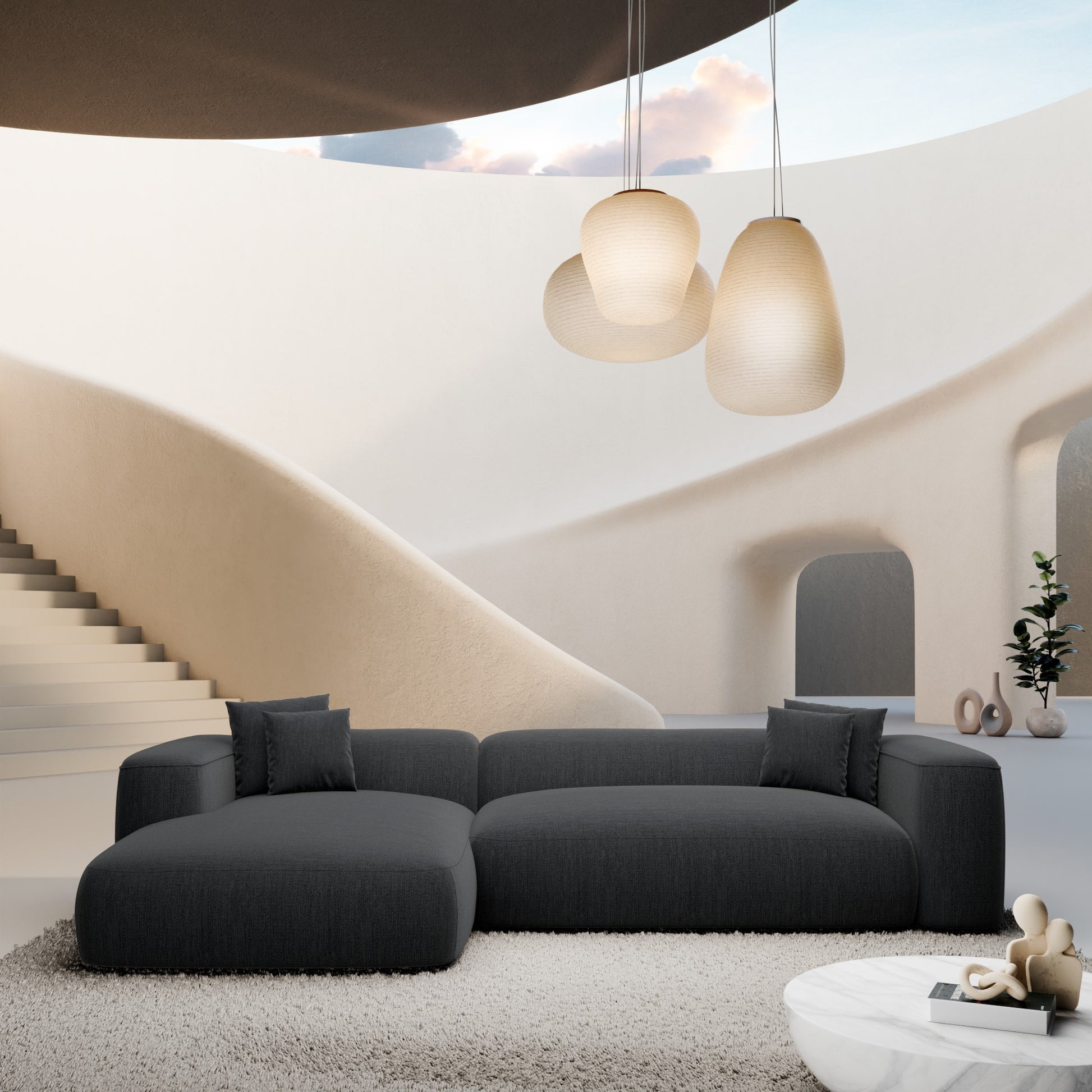 
4-Sitzer Design Ecksofa „CLevante“ mit Strukturstoff-Bezug - Strukturstoff Anthrazit / Eckteil links