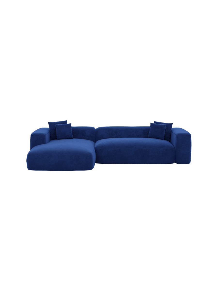 
4-Sitzer Design Ecksofa „CLevante“ mit Samtbezug - Samtbezug Königsblau / Eckteil links