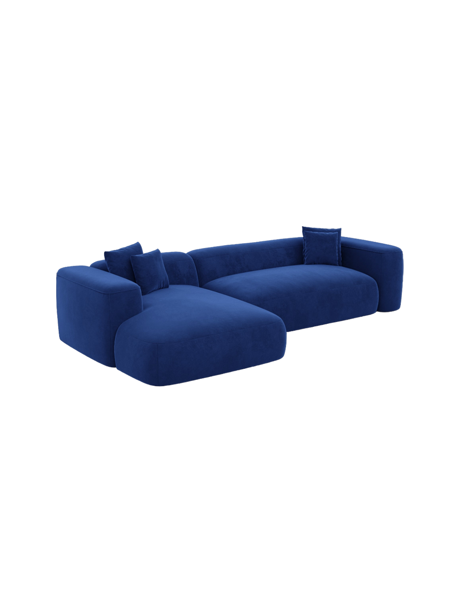 
4-Sitzer Design Ecksofa „CLevante“ mit Samtbezug - Samtbezug Königsblau / Eckteil links