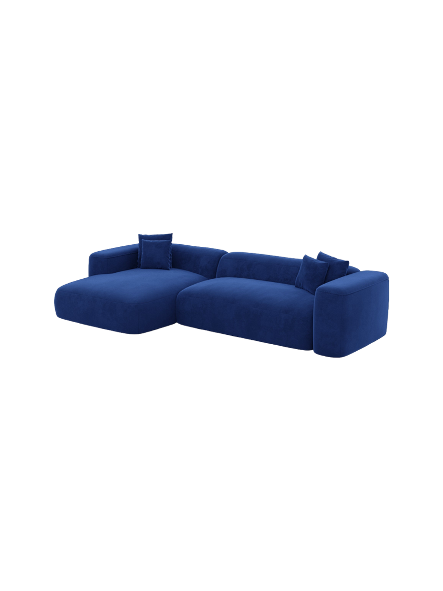 
4-Sitzer Design Ecksofa „CLevante“ mit Samtbezug - Samtbezug Königsblau / Eckteil links