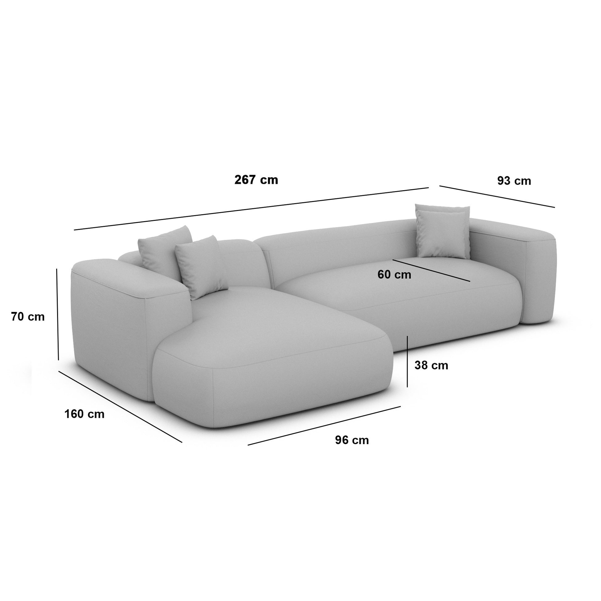 
4-Sitzer Design Ecksofa „CLevante“ mit Samtbezug - Samtbezug Königsblau / Eckteil links