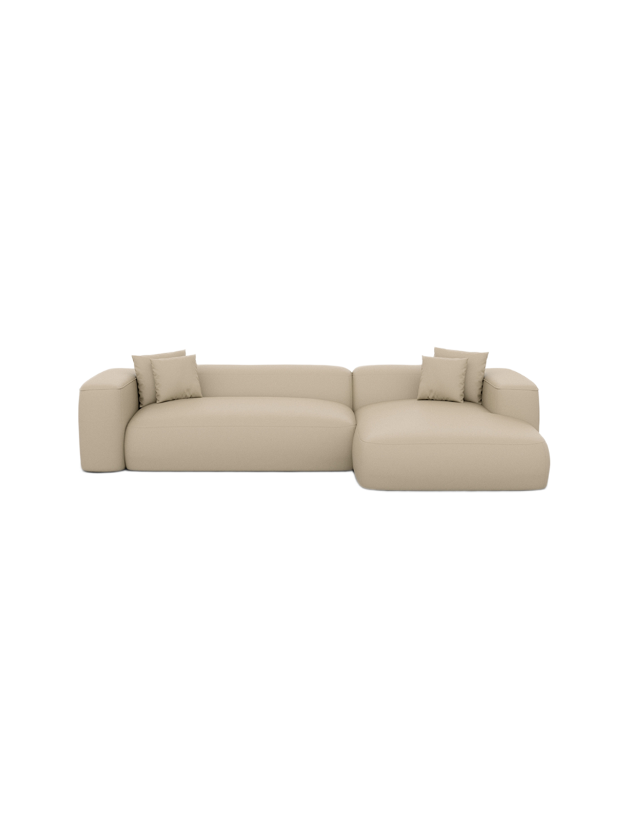 
4-Sitzer Design Echtleder Ecksofa „CLevante“ - Echtleder Beige / Eckteil links